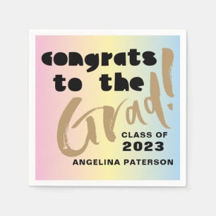 Modern Calligraphy Pastel Colours Graduate Party Napkin