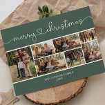 Modern Calligraphy Photo Collage Merry Christmas Postcard<br><div class="desc">Simple,  beautiful & trendy Merry Christmas postcard design with photo collage.</div>