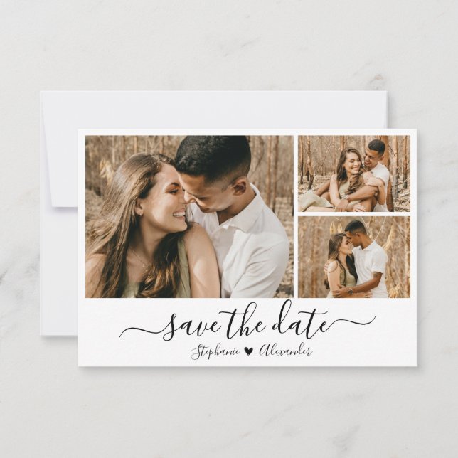 Modern Calligraphy Photo Collage Save The Date (Front)