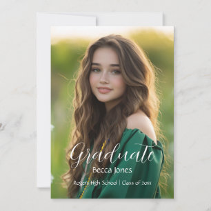 Modern Calligraphy Photo Graduation Invitation