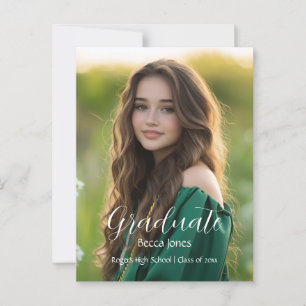 Modern Calligraphy Photo Graduation Invitation Postcard