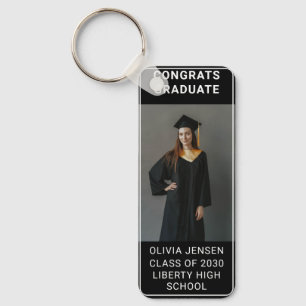 Modern Calligraphy Photo Graduation Keychain