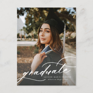 Modern Calligraphy Photo Graduation Postcard
