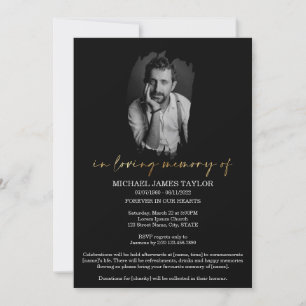 Modern Calligraphy Photo In Loving Memory Funeral Invitation