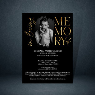 Modern Calligraphy Photo In Loving Memory Funeral  Invitation