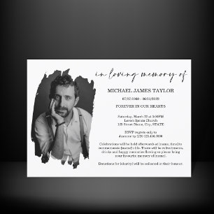 Modern Calligraphy Photo In Loving Memory Funeral Invitation