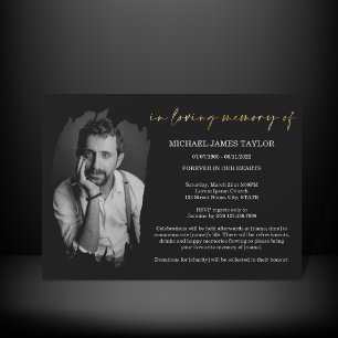 Modern Calligraphy Photo In Loving Memory Funeral Invitation