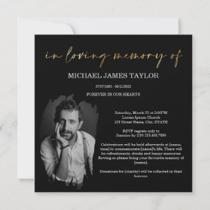 Modern Calligraphy Photo In Loving Memory Funeral  Invitation