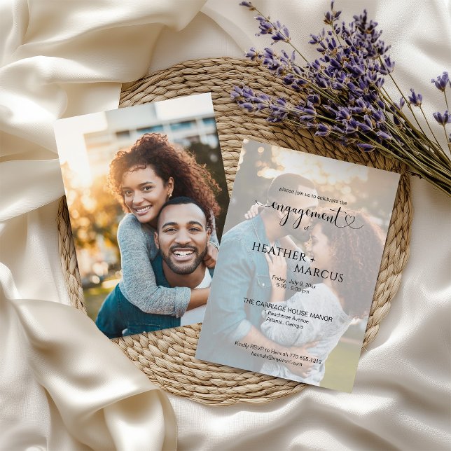 Modern Calligraphy Photo Overlay Engagement Invitation (Creator Uploaded)