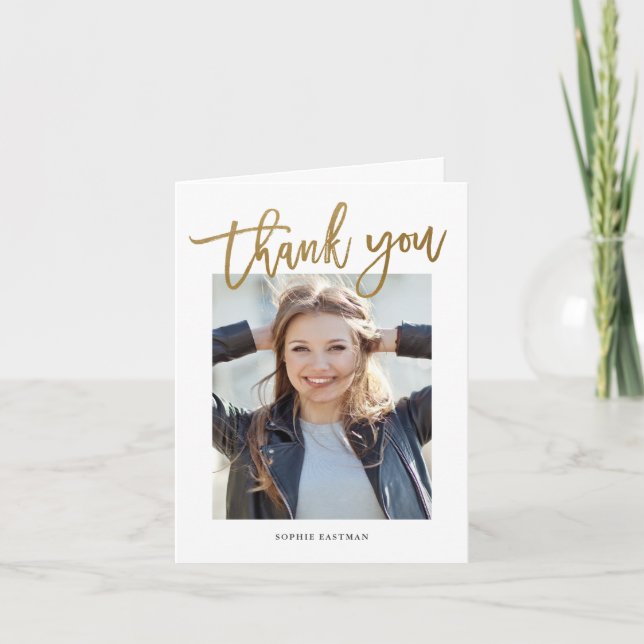 Modern Calligraphy photo thank you note Card (Front)