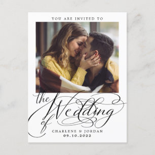Modern Calligraphy Photo Wedding Invitation Postcard
