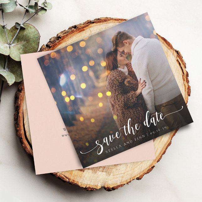 Modern Calligraphy Photo Wedding Save The Date (Modern Calligraphy Photo Wedding Save The Date)