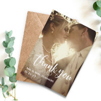 Modern Calligraphy Photo Wedding Thank You Budget
