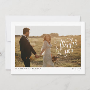 Modern Calligraphy Photo Wedding Thank You Card