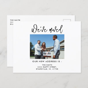 Modern Calligraphy Photo We've Moved New Address  Postcard