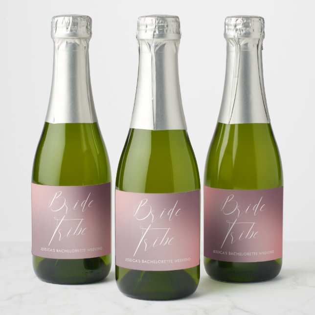 Modern Calligraphy Pink Bachelorette Party  Sparkling Wine Label (Bottles)