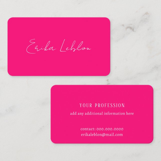 Modern Calligraphy Pink Calling Card (Front/Back)