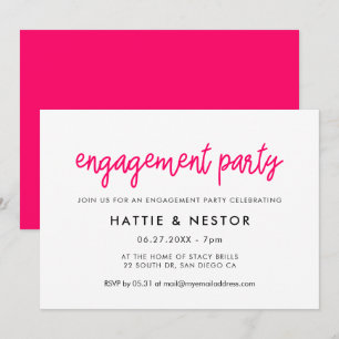 Modern calligraphy Pink Engagement party Invitation