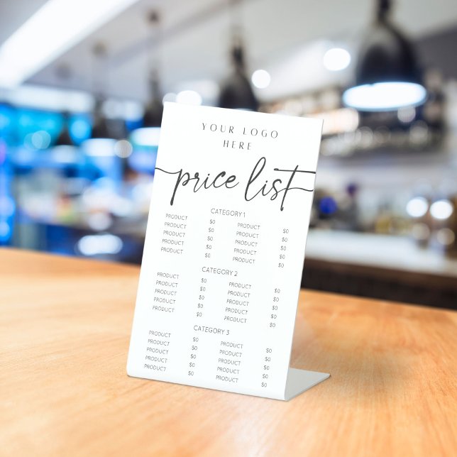 Modern Calligraphy Price List Pedestal Sign (Creator Uploaded)