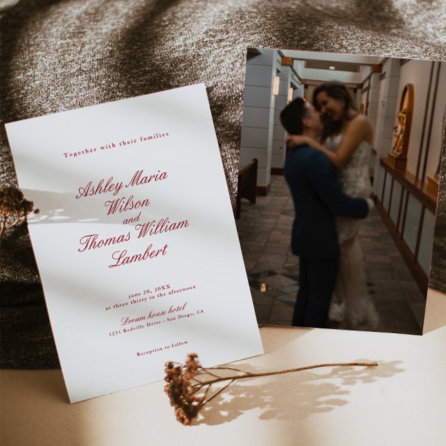 Modern Calligraphy Red Wedding Invitation (Creator Uploaded)