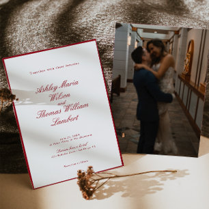 Modern Calligraphy Red Wedding Invitation