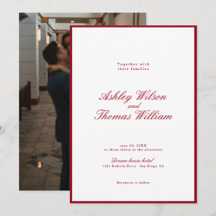 Modern Calligraphy Red Wedding Invitation