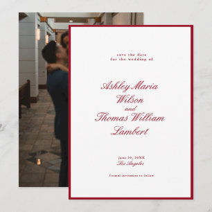 Modern Calligraphy Red Wedding Save the Date Invitation