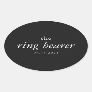 Modern Calligraphy Ring Bearer Wedding  Oval Stick Oval Sticker
