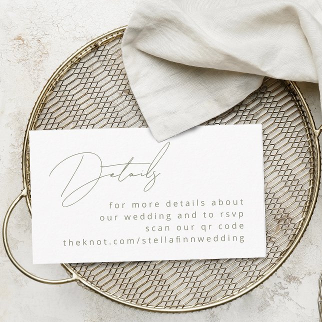 Modern Calligraphy Sage Green Details QR Code Enclosure Card (Modern Calligraphy Sage Green Details QR Code Enclosure Card)