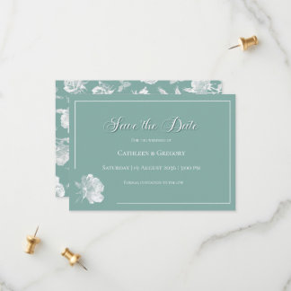 Modern Calligraphy Sage Green Floral Wedding  Save The Date