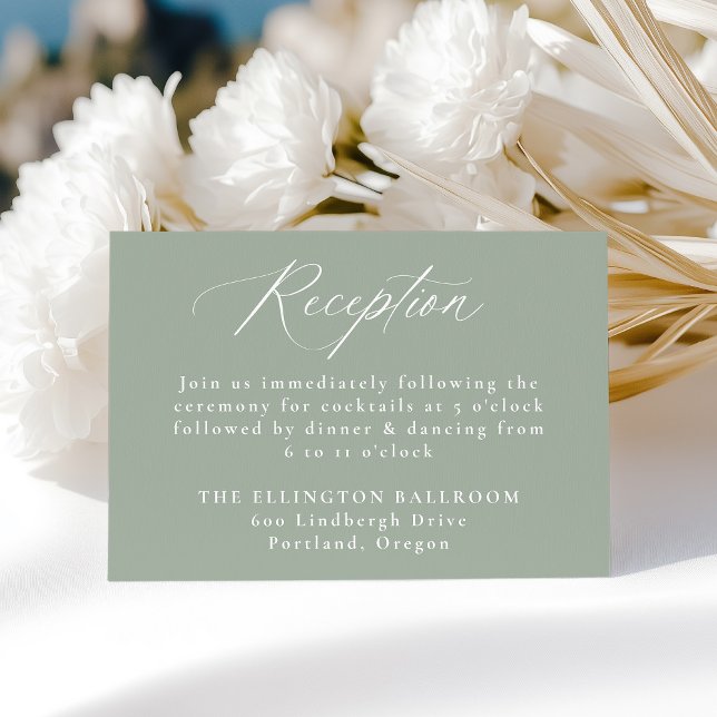 Modern Calligraphy Sage Green Wedding Reception Enclosure Card (Creator Uploaded)