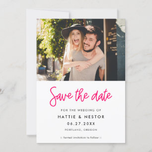 Modern calligraphy Save the date photo