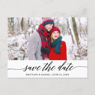 Modern Calligraphy Save The Date Photo Postcard