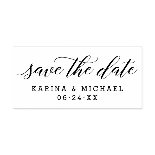 Modern Calligraphy Save the Date Wedding Monogram Rubber Stamp (Imprint)