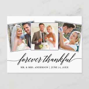 Modern Calligraphy Script 3 Photo Forever Thankful Postcard