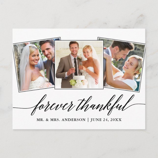 Modern Calligraphy Script 3 Photo Forever Thankful Postcard (Front)