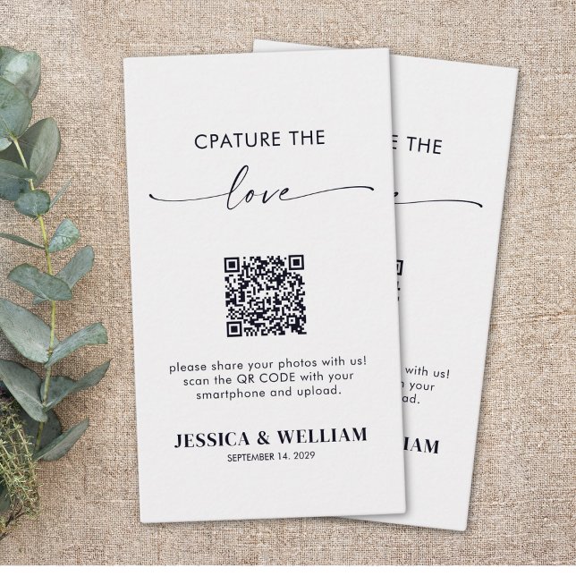 Modern Calligraphy Script Capture the love QR Code Enclosure Card (Creator Uploaded)