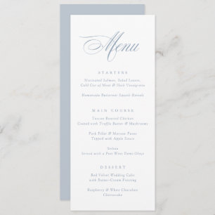 Modern Calligraphy Script Dusty Blue Wedding Menu