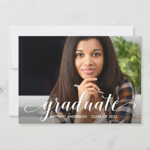 Modern Calligraphy Script Graduation Photo Announcement