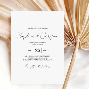 Modern Calligraphy Script Minimalist Wedding Invitation