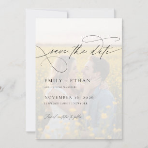 Modern Calligraphy Script Overlay Photo Wedding Save The Date