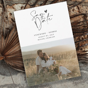Modern Calligraphy Script Photo Save The Date