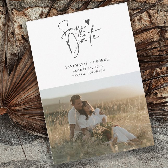 Modern Calligraphy Script Photo Save The Date (Creator Uploaded)