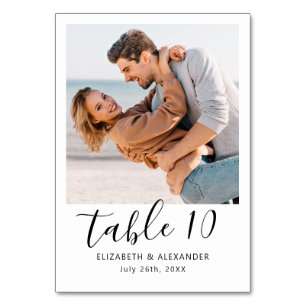 Modern Calligraphy Script Photo Wedding Table Number