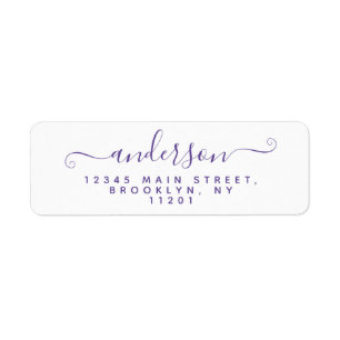 Modern Calligraphy Script Purple Violet Last Name