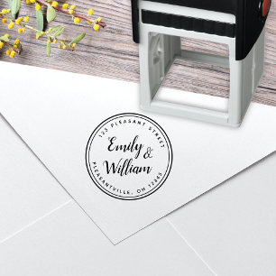 Modern Calligraphy Script Round Return Address Self-inking Stamp
