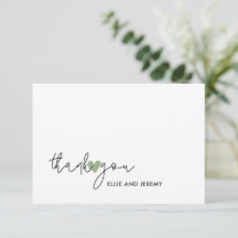 Modern Calligraphy Script Sage Green Heart Wedding