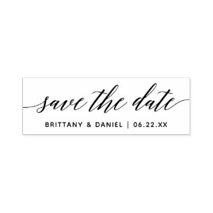 Modern Calligraphy Script Save The Date Self-inking Stamp