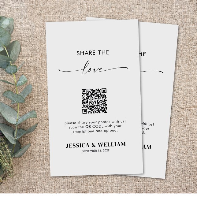 Modern Calligraphy Script Share the love QR Code Enclosure Card (Creator Uploaded)