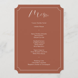 Modern Calligraphy Script Terracotta Wedding  Menu
